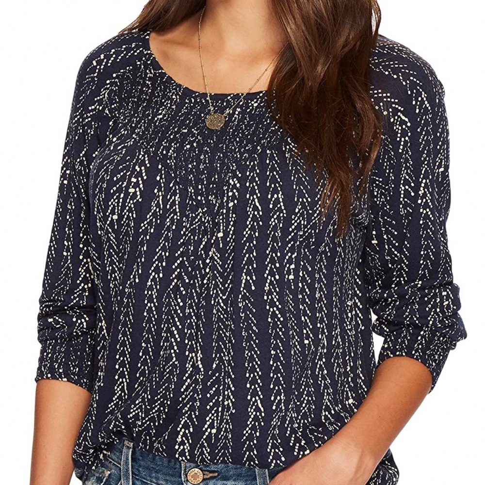 Lucky Brand Chevron Print Smocked Top